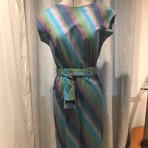 Vintage 40’s style striped dress with belt
